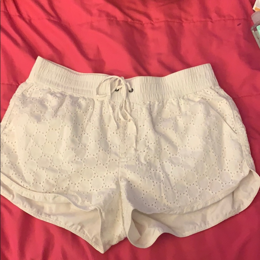 White mini shorts, good condition, M but can fit S